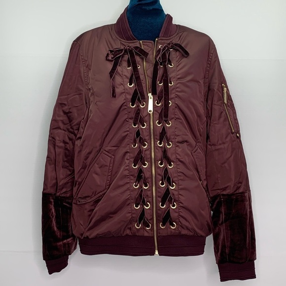 Sam Edelman Bomber Jacket Medium 8 - 10 NWT Burgundy - Picture 1 of 8